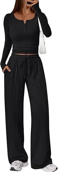 Trendy Queen 2 Piece Matching Lounge Sets for Women Fall Fashion Outfits 2026 Two Piece Travel Sweatsuits Clothes 