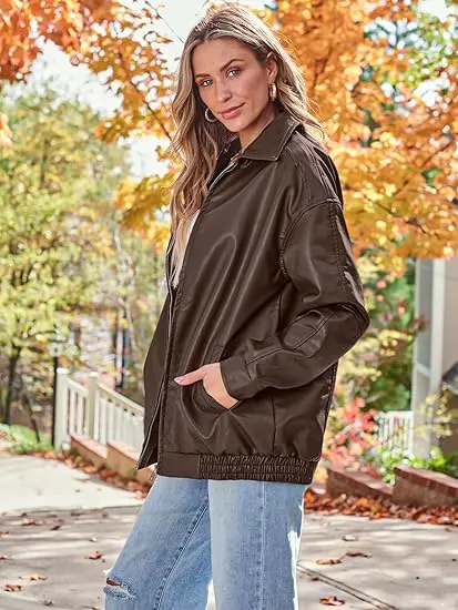 Women's Oversized Faux Leather Jacket