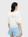 Áo kiểu nữ phom regular tay lửng phồng nhẹ có dây rút eo 