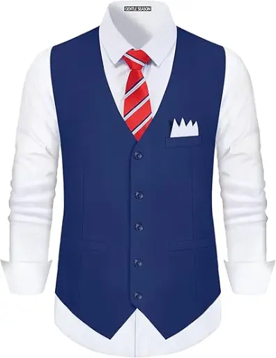 Men's Formal Suit Vest with Tie Pocket