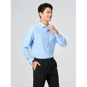 Áo Sơ Mi Nam Business Knit Phối Nép Giấu Cúc 