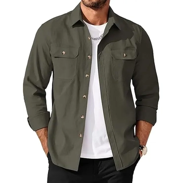Men's Long Sleeve Button Up Shirt Jacket
