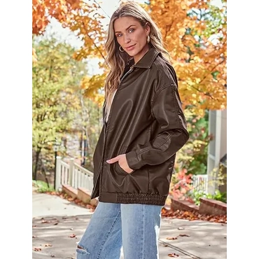 Women's Oversized Faux Leather Jacket